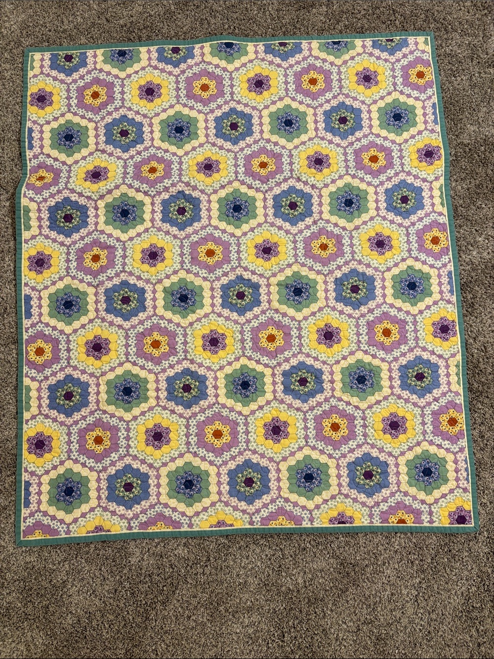 Pastel Floral Hexagon Baby/Lap Quilt